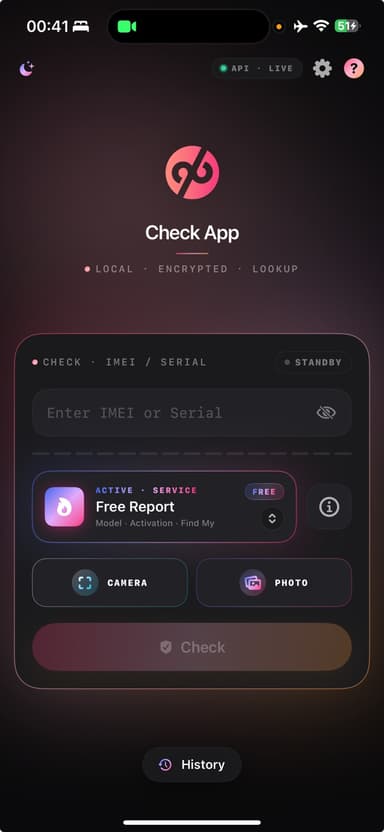 96 Check App device report